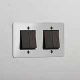 Double 4x Rocker Switch - Clear Bronze Black