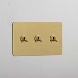 Double 3x Toggle Switch - Antique Brass