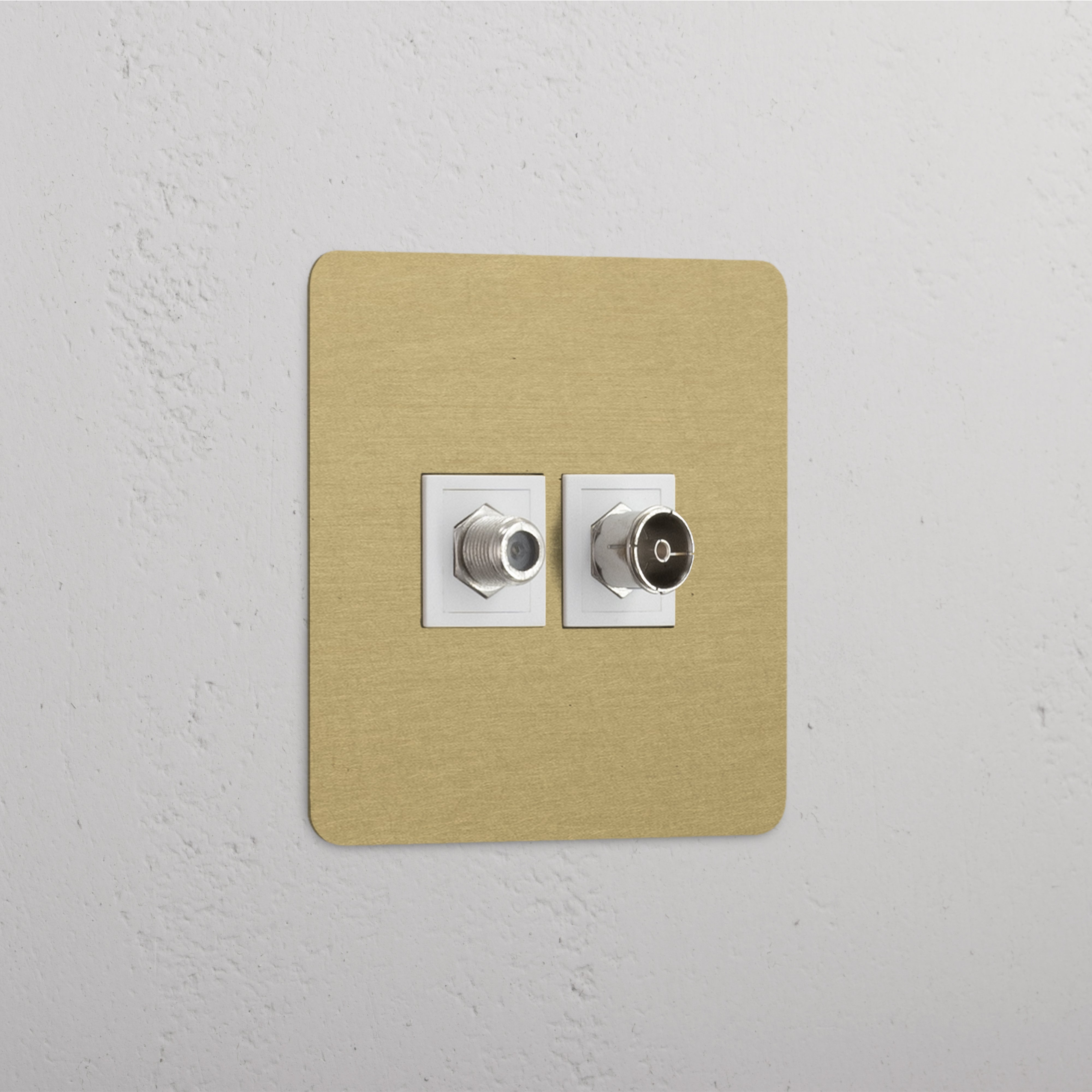 Single Satellite & TV Module - Antique Brass White