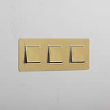 Triple 3x Rocker Switch - Antique Brass White