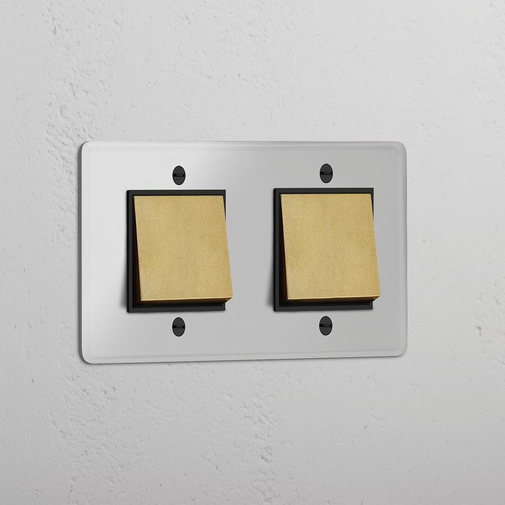 Double 2x Rocker Switch - Clear Antique Brass Black
