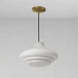 Brookfield średnia lampa wisząca z opalowym szkłem - Antyczny mosiądz