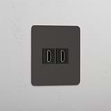 Single 2x HDMI Module - Bronze Black