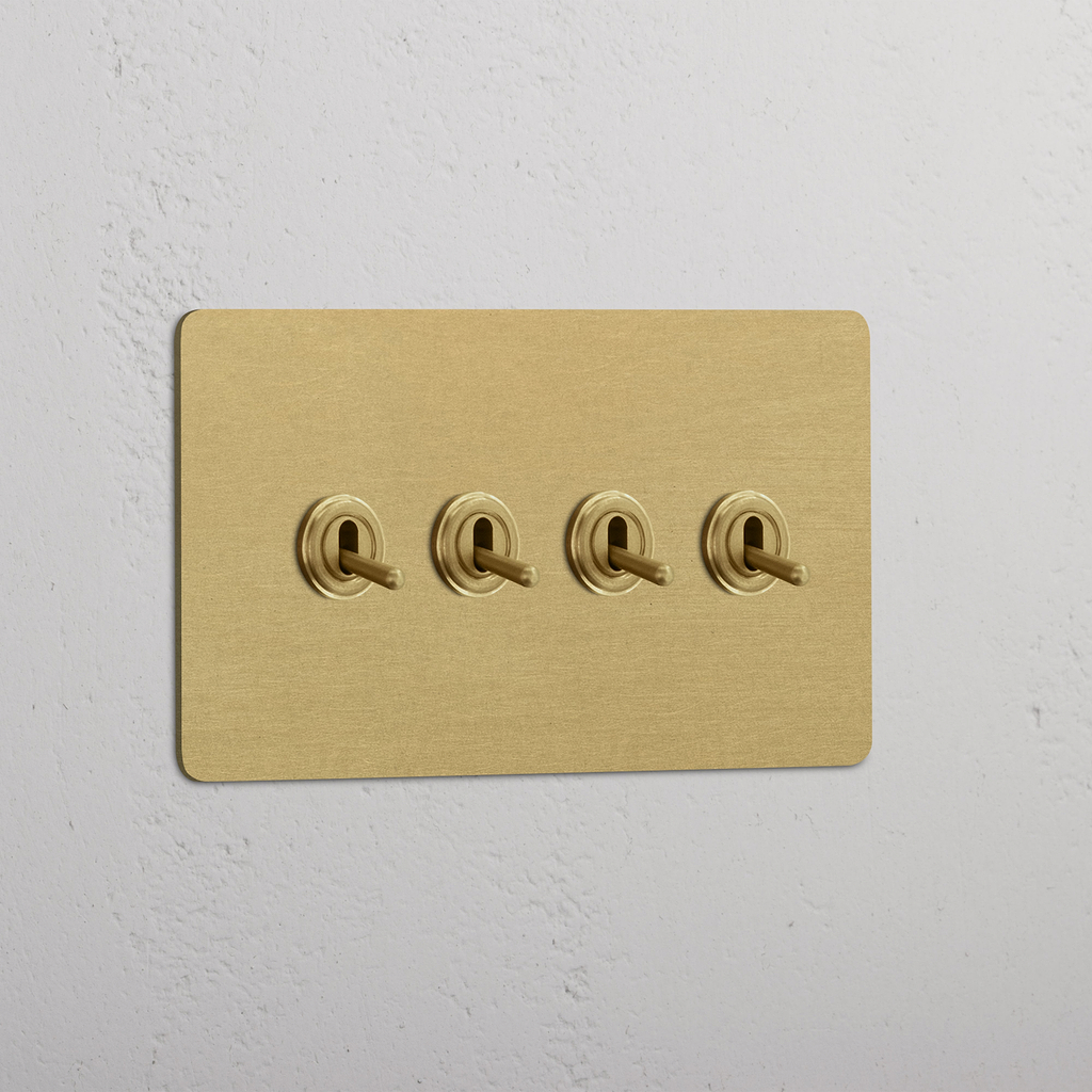 Double 4x Toggle Switch - Antique Brass