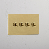 Double 4x Toggle Switch - Antique Brass