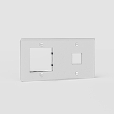 Double 1x Keystone & 1x 45mm Switch Plate EU - Clear White