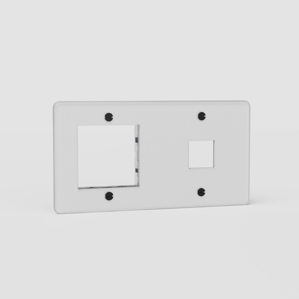 Double 1x Keystone & 1x 45mm Switch Plate EU - Clear Black