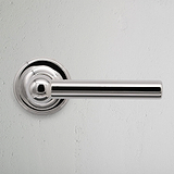 Polished Nickel Harper Sprung Door Handle on White Background