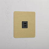 Single USB 30W Module - Antique Brass Black