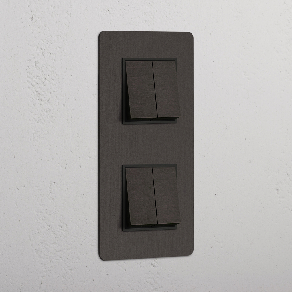 Double 4x Vertical Rocker Switch - Bronze Black