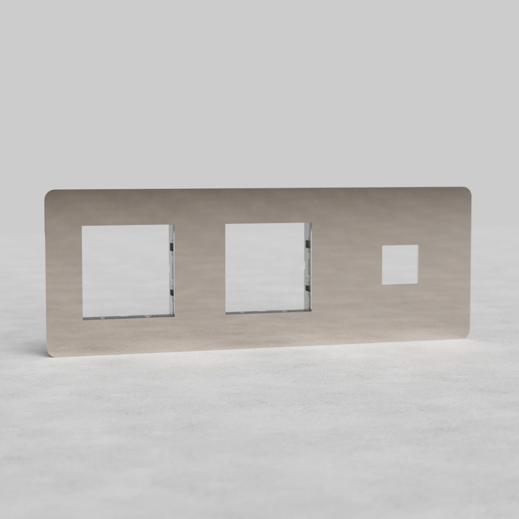 Triple 1x Keystone & 2x 45mm Switch Plate EU - Polished Nickel