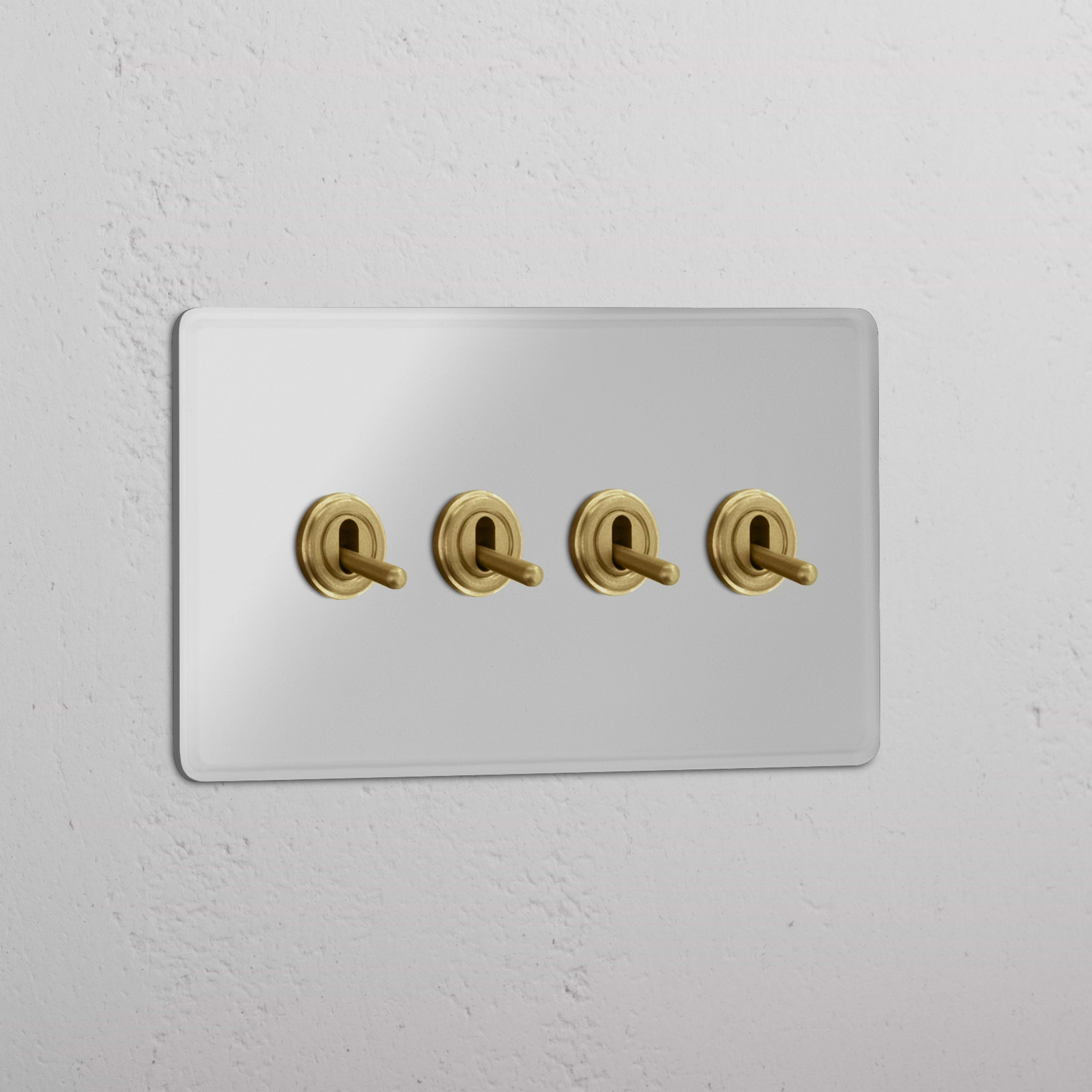 Double 4x Toggle Switch - Clear Antique Brass