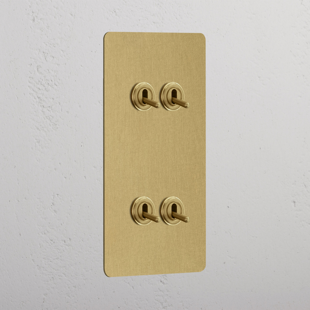 Double 4x Vertical Toggle Switch - Antique Brass