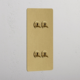 Double 4x Vertical Toggle Switch - Antique Brass