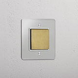 Single Rocker Switch (Cent) - Clear Antique Brass White