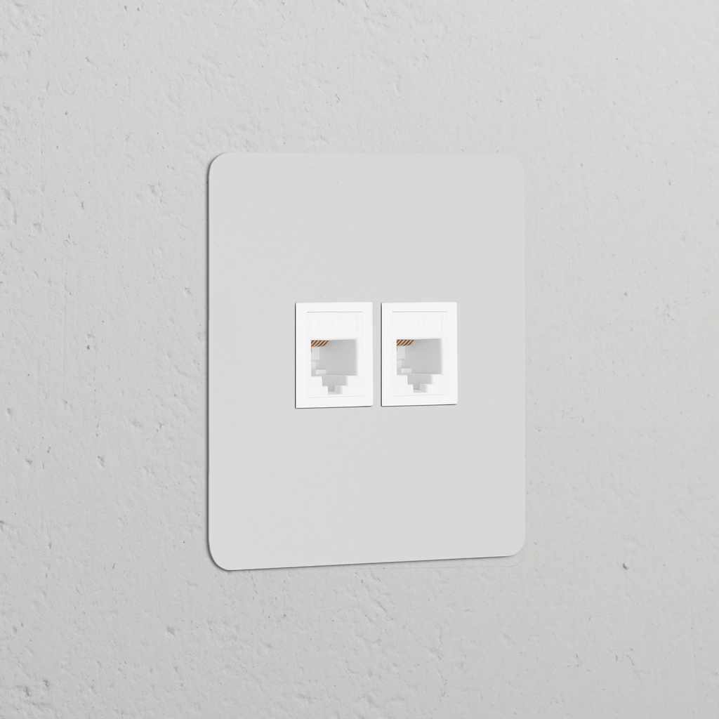 Moduł gniazda RJ45 x 2 w pojedynczej ramce - Biały do malowania