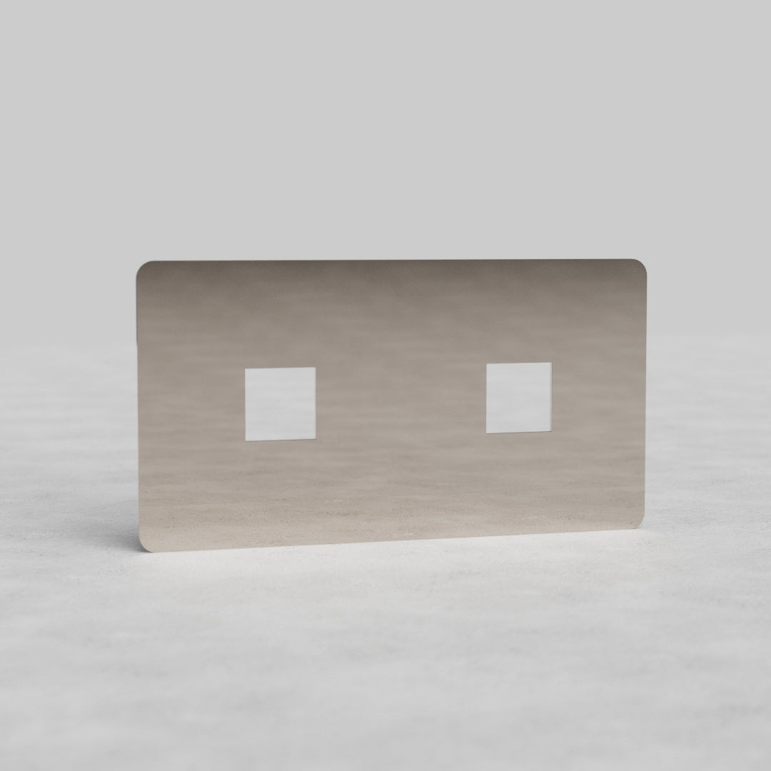 Double 2x Keystone Switch Plate EU - Polished Nickel