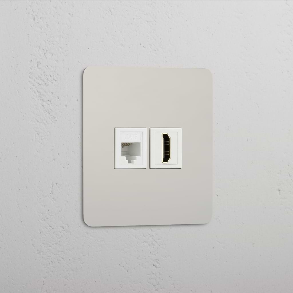 Single RJ45 & HDMI Module - Polished Nickel White