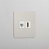Single RJ45 & HDMI Module - Polished Nickel White