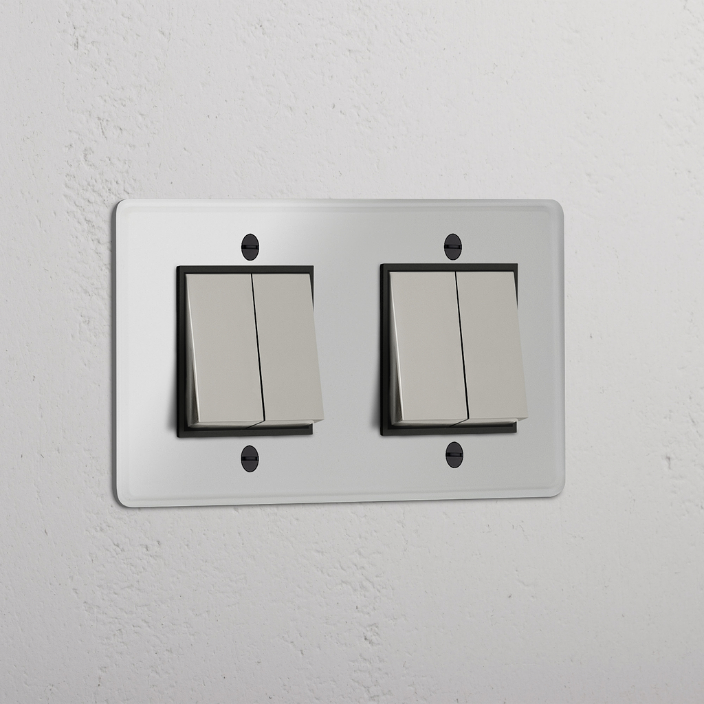 Double 4x Rocker Switch - Clear Polished Nickel Black