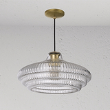 Brookfield duża lampa wisząca z ryflowanym szkłem - Antyczny mosiądz