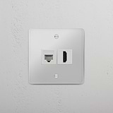 Moduł gniazda RJ45 i HDMI w pojedynczej ramce - Przezroczysty z białym