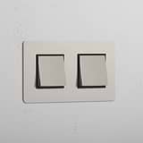 Double 2x Rocker Switch - Polished Nickel Black