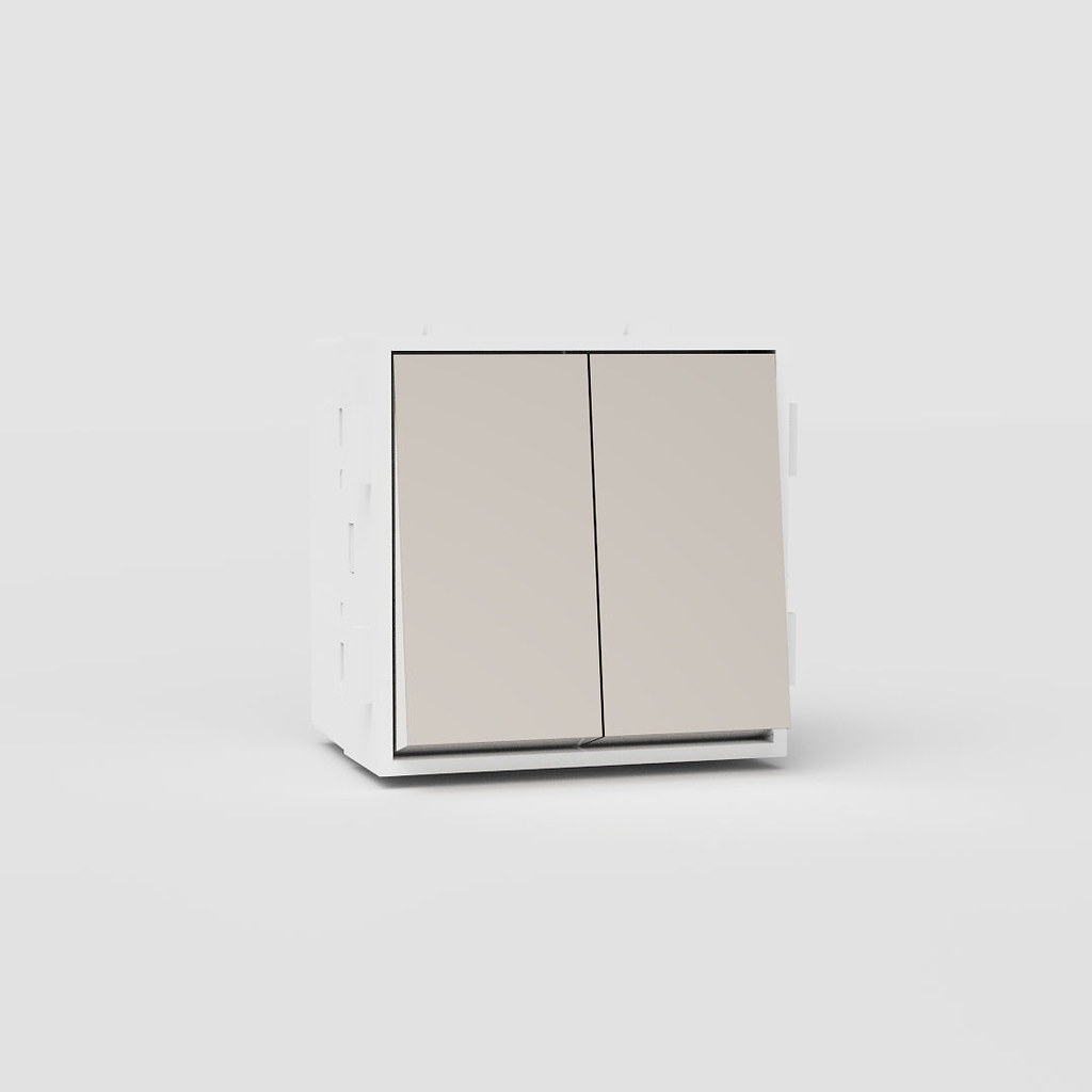 Double Intermediate Rocker Switch EU - Polished Nickel White