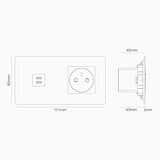Okrągły moduł gniazda USB 30 W i francuskiego w podwójnej ramce - Brąz z czarnym