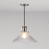 Hammersmith średnia lampa wisząca z ryflowanym szkłem - Polerowany nikiel