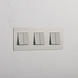 Triple 6x Rocker Switch - Polished Nickel White