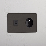 Double USB 30W & French Module - Bronze Black