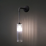 Modern Style Hanging Wall Light in Bronze with Fluted Glass