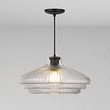Brookfield duża lampa wisząca z ryflowanym szkłem - Brąz