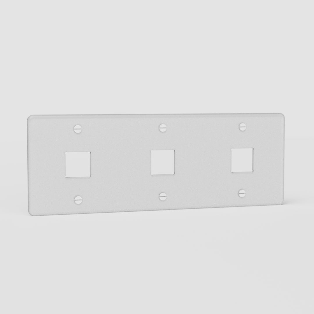 Triple 3x Keystone Switch Plate EU - Clear White