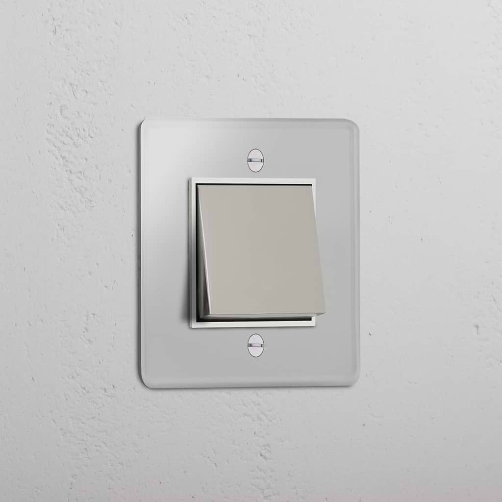 Single Rocker Switch - Clear Polished Nickel White