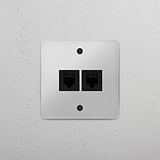 Moduł gniazda RJ45 x 2 w pojedynczej ramce - Przezroczysty z czarnym