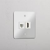 Single RJ45 & HDMI Module - Clear White
