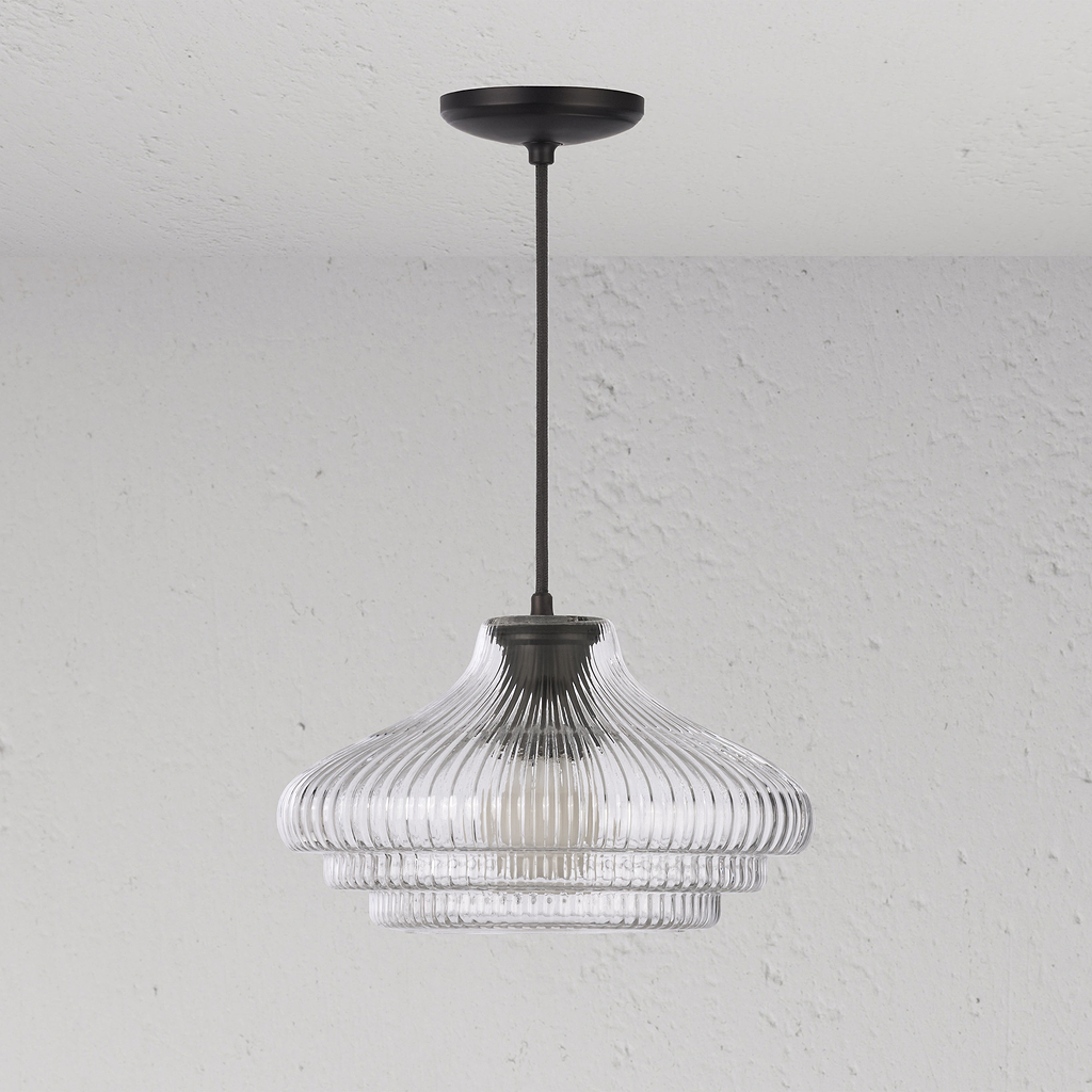 Brookfield średnia lampa wisząca z ryflowanym szkłem - Brąz