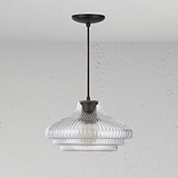 Brookfield średnia lampa wisząca z ryflowanym szkłem - Brąz