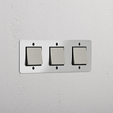 Triple 3x Rocker Switch - Clear Polished Nickel Black
