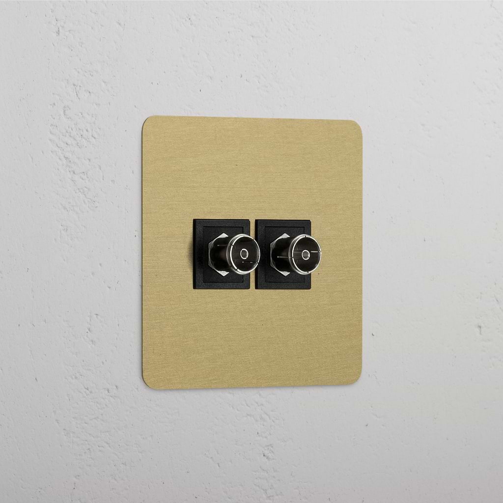 Single 2x TV Module - Antique Brass Black
