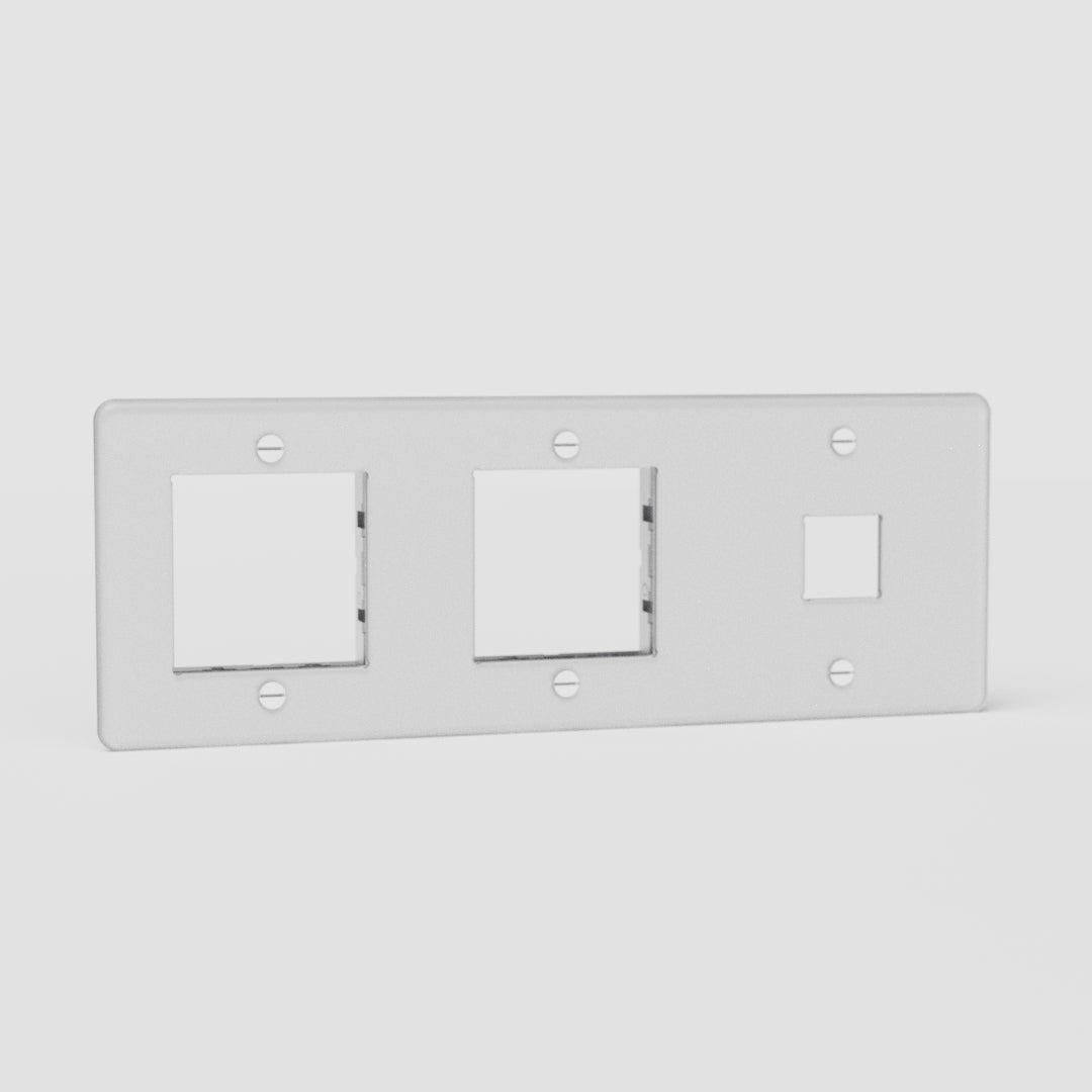 Triple 1x Keystone & 2x 45mm Switch Plate EU - Clear White