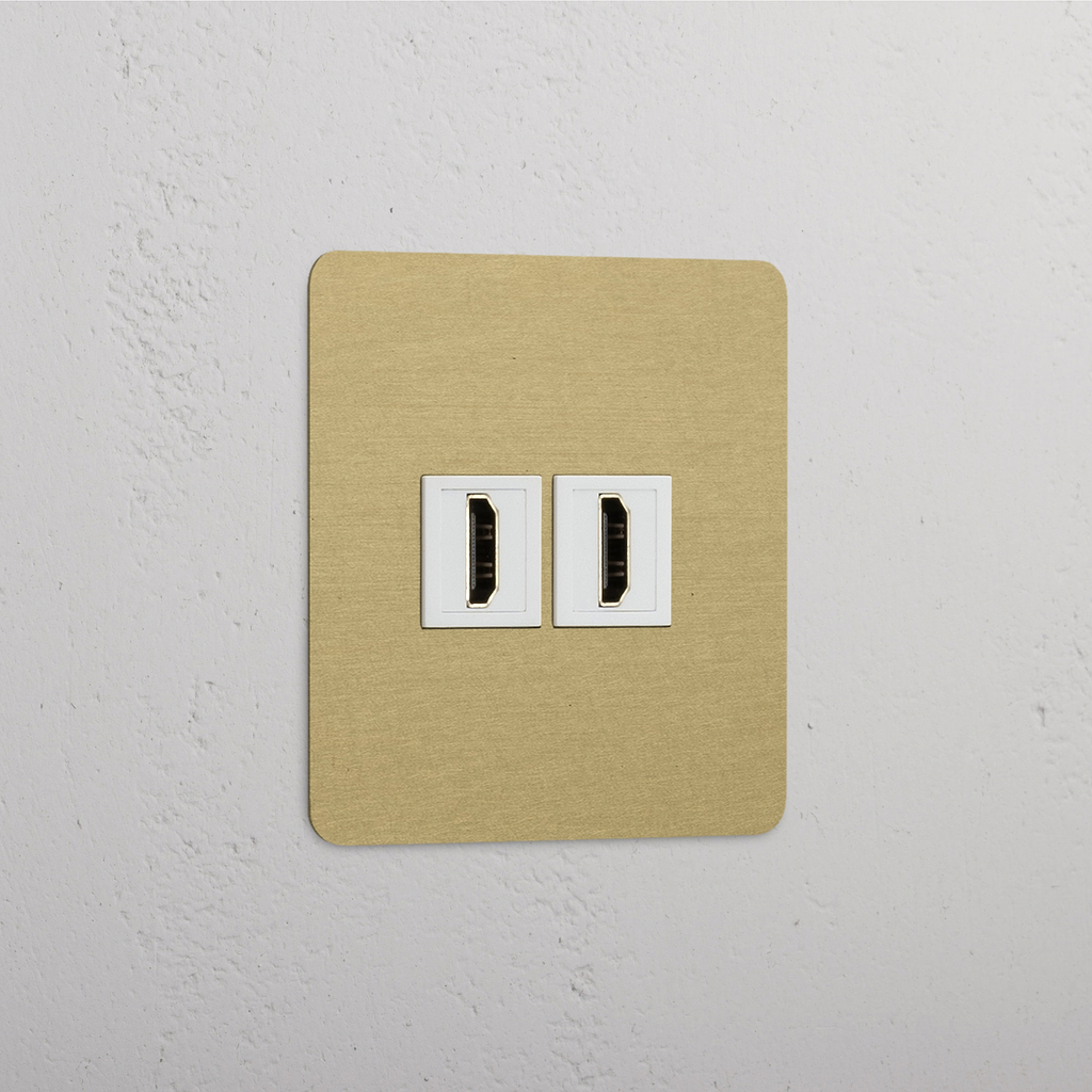 Single 2x HDMI Module - Antique Brass White