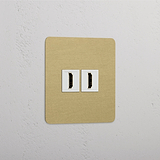Single 2x HDMI Module - Antique Brass White