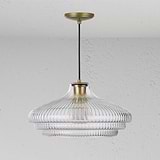 Brookfield duża lampa wisząca z ryflowanym szkłem - Antyczny mosiądz