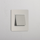 Single Rocker Switch (Ret) - Polished Nickel White