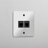 Single 2x RJ45 Module - Clear Black