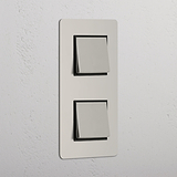 Double 2x Vertical Rocker Switch - Polished Nickel Black