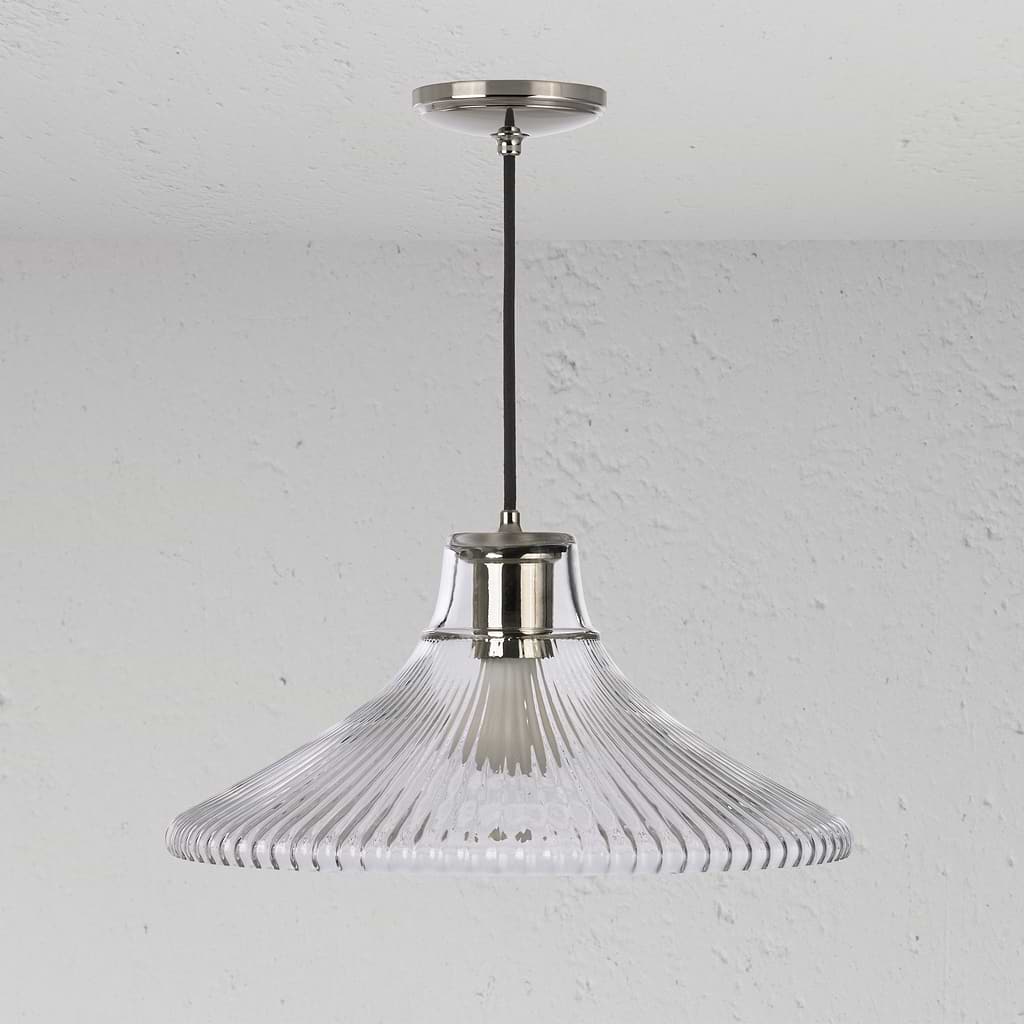 Hammersmith duża lampa wisząca z ryflowanym szkłem - Polerowany nikiel